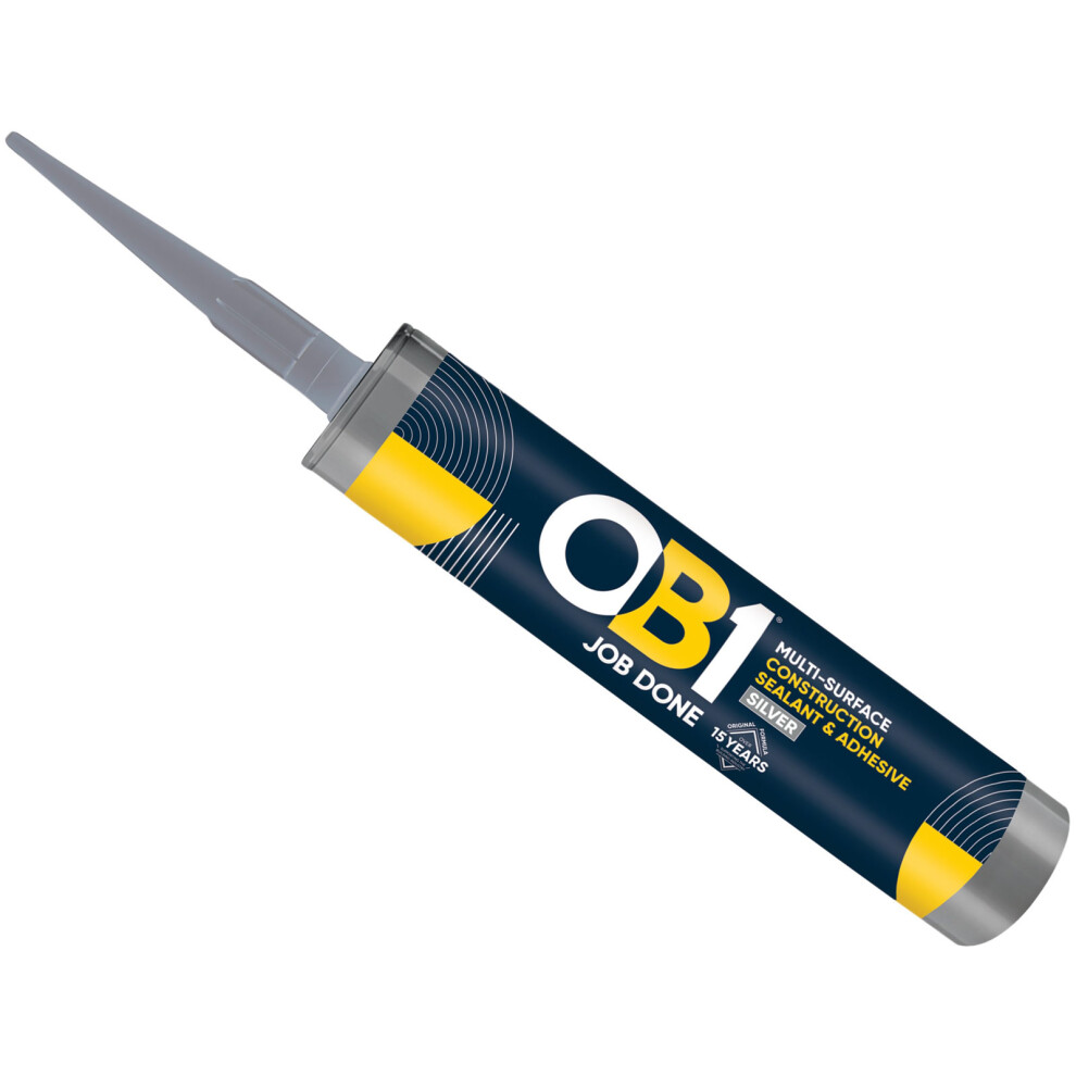 Ob1 Multi-Surface Construction Sealant & Adhesive, Excellent Chemical Resistance, Water Resistant, Weather Resistant, Colour: Silver 5032822004459