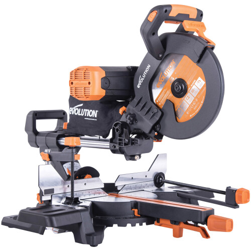 Evolution 053-0001C R255SMS-DB+ Multi-Material Sliding Mitre Saw 255mm 2000W 240V EVLR255SMSDB