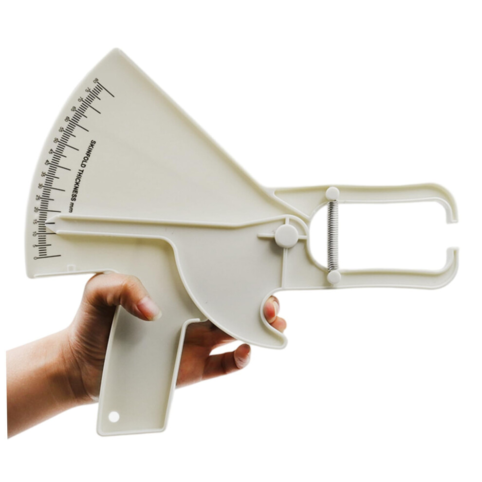 White Skinfold Calipers 080Mm Range Plastic Body Fat Caliper Accurate Fat Measurement Device