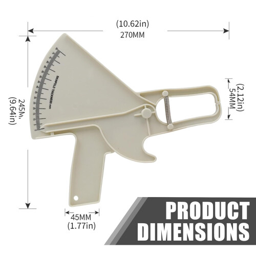 Skinfold Calipers 080mm Range Plastic White Body Fat Caliper Accurate Fat Measurement Device 1