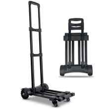 Folding Sack Truck Heavy Duty Platform Trolley, Foldable Luggage Trolley with 4 Rotating Wheels, Folding Sack Truck with Adjustable Handle