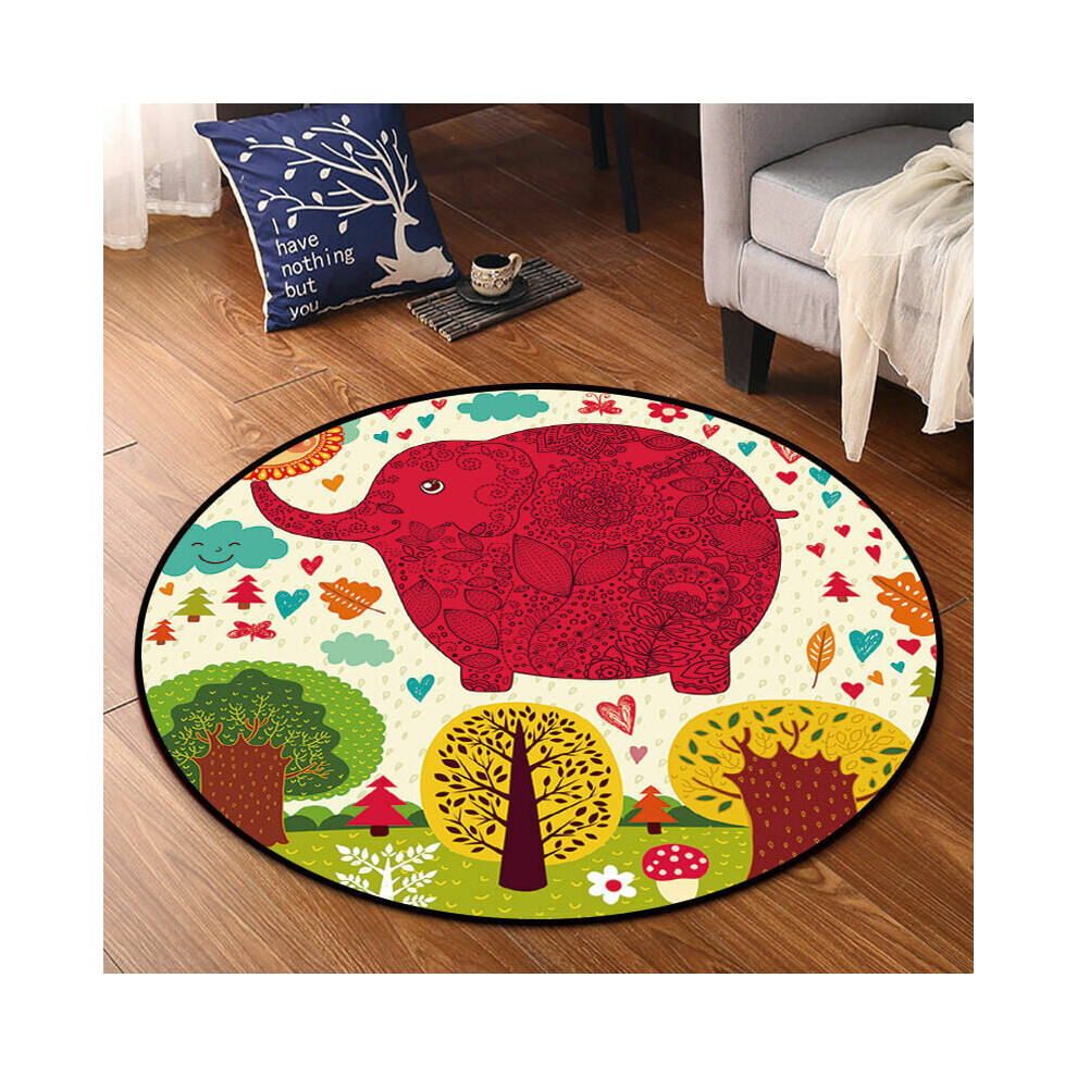 Nursery Decor Rug, Kids Play Mat with Machine Washable Material, Animal Round Area Rug boasting Cute Animal Design for Enhanced Cognitive Development,
