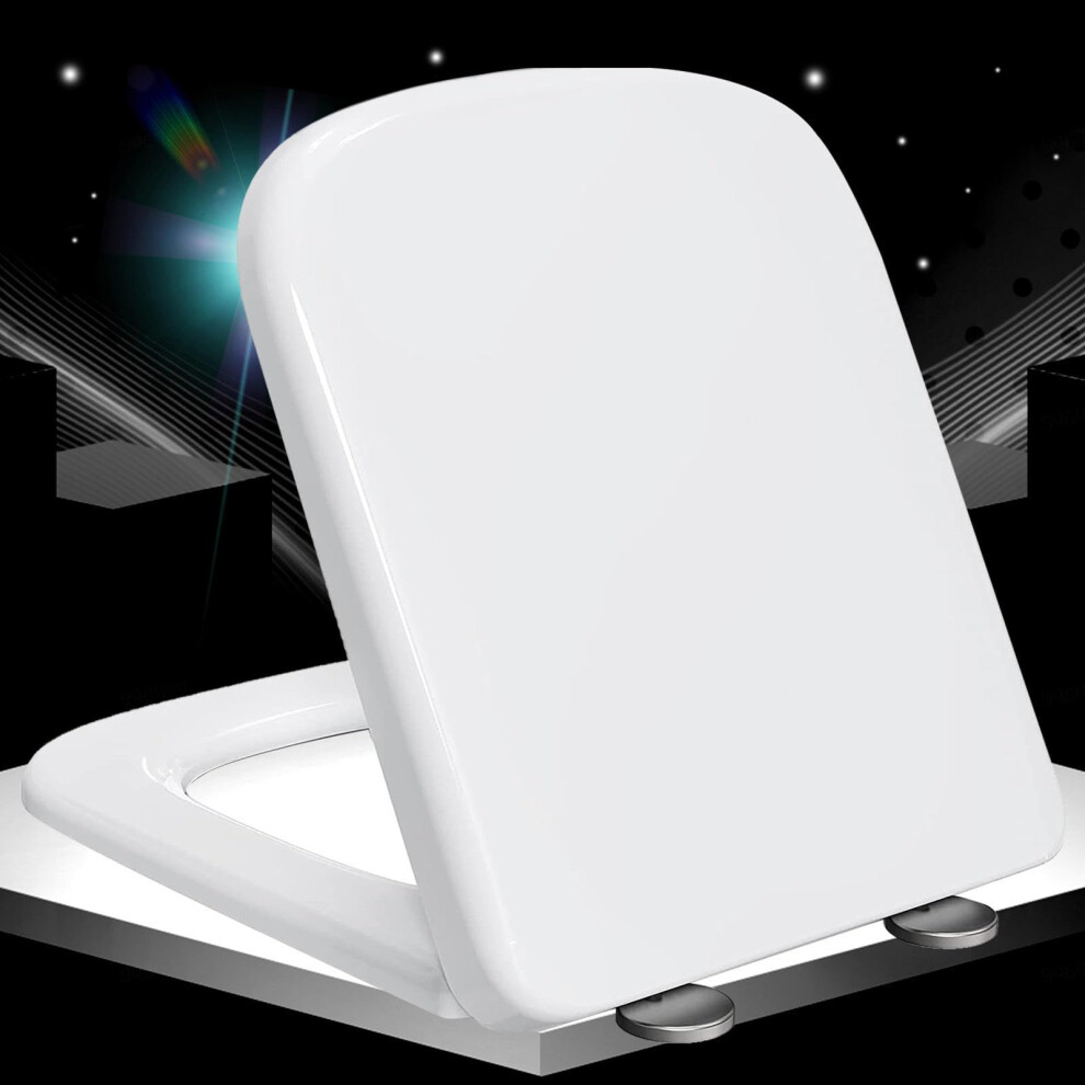 Square Toilet Seat With Slowclose, Quickrelease, Adjustable Hinges, White 36*44Cm 9365049775175
