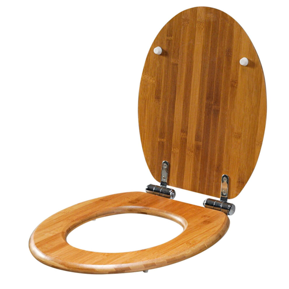 Wooden Toilet Seat With Softclosing, Quickrelease, Adjustable Hinges, Universal Oval 9365049775199