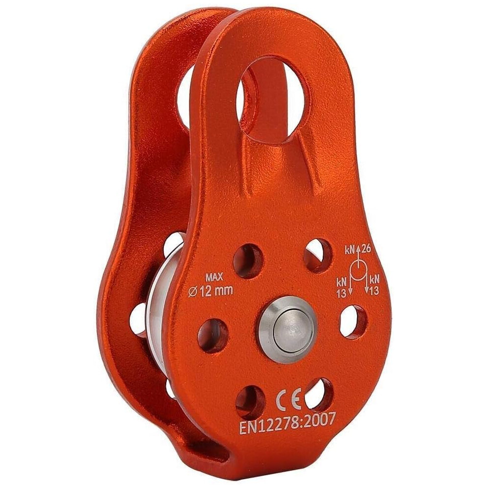 Single Pulley Block 26Kn Aluminum Alloy Swivel Rope Wheel For Climbing Rescue Hitch Tending Orange 9412369047328