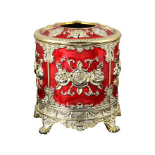 Eleganter, floraler, emaillierter Taschentuchspender aus-Rot