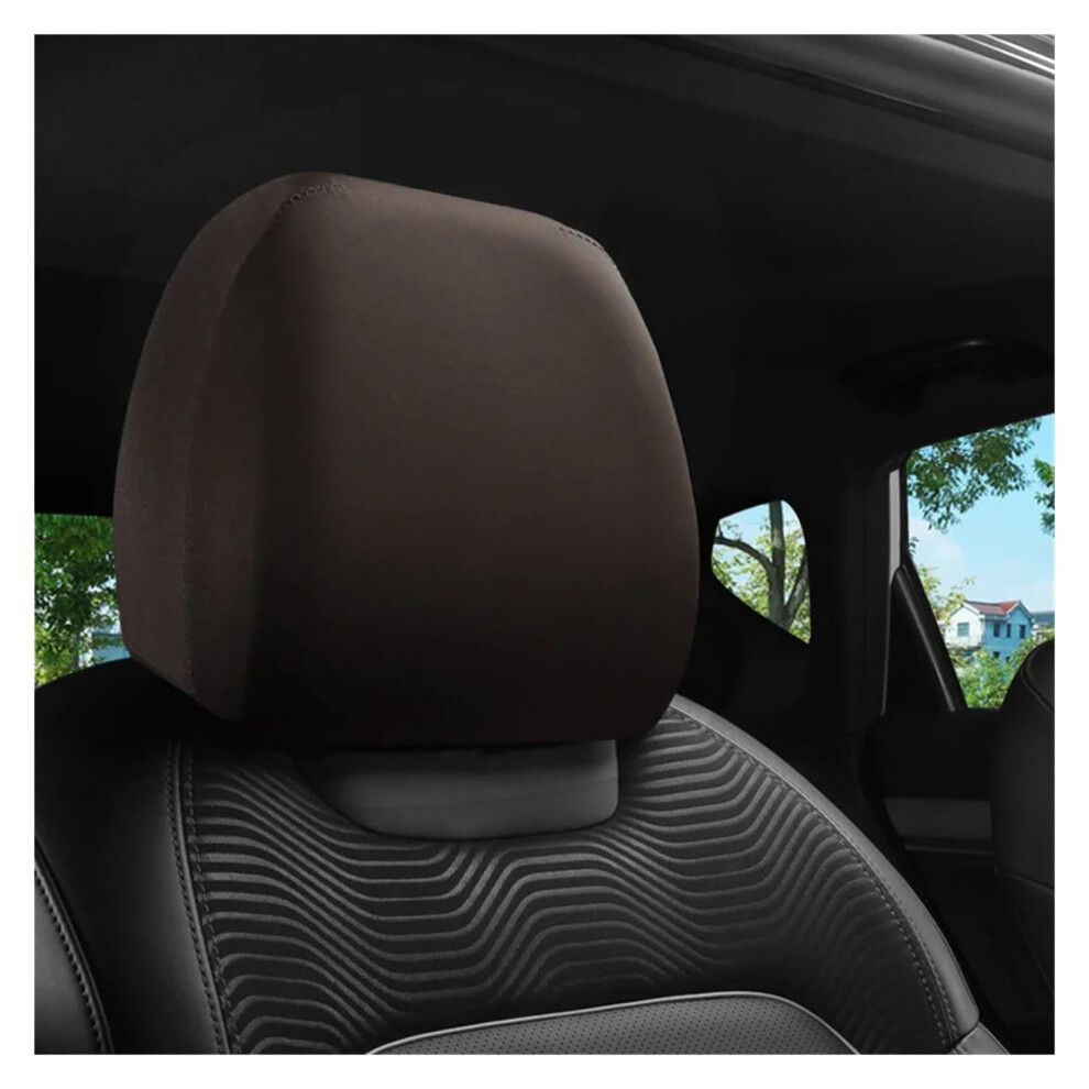 Car Headrest Covers Breathable 4Piece Set Universal Fit Elastic Protective Coffee Color 9426802265453