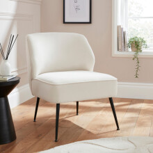 Ava Soft Velvet Accent Chair Natural Finish