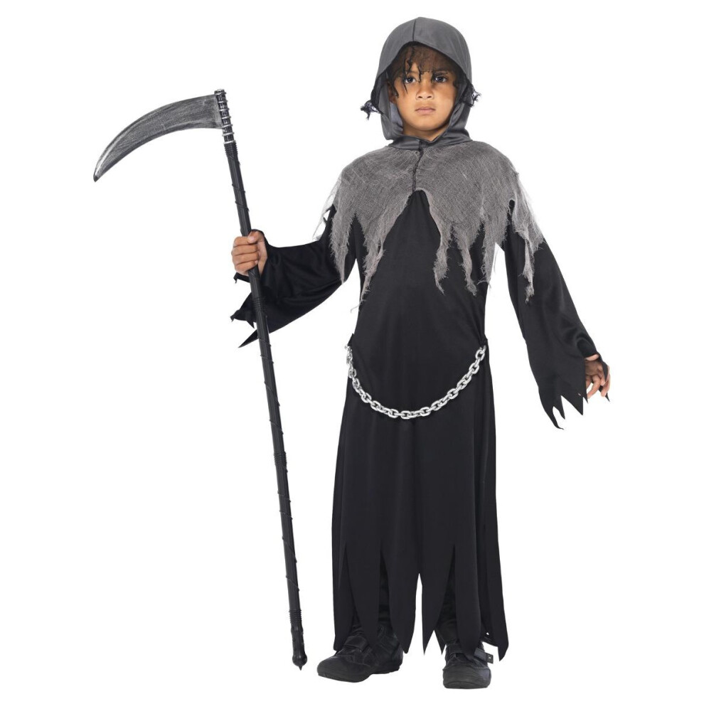 Smiffy's (7-9 Years, Black) Childrens/Kids Grim Reaper Halloween Costume