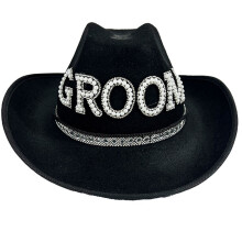 Chapeau de Cowboy en strass pour marié, avec-le marié en diamant