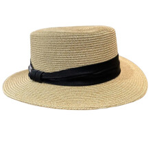 Chapeau de paille à nœud papillon fait à la main pour se-Noir