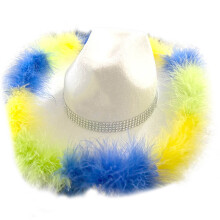 Chapeau de Cowboy pour femmes, chapeau de Cowboy Ă larges-Blanc