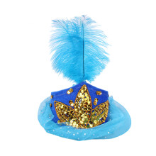 Chapeau bibi élégant avec bijoux, couvre-chef festif-Bleu 30X75