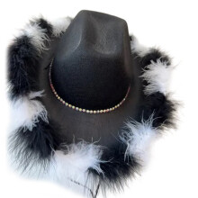 Chapeau de Cowboy à larges bords pour mariée, Costume de-Noir