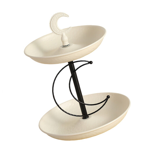 Elegant Double Layer Serving Dish Iron Display Plate for Fruits