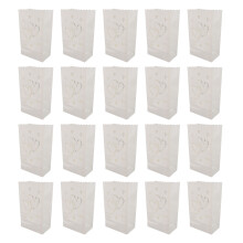 Flame Resistant Candle Bags for Outdoor Decor, Firework Cutout Design Luminary Bags with Heart Shape Pattern, Reusable Paper Lanterns for Weddings Par