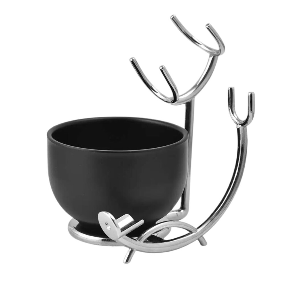 Black Stainless Steel Shaving Stand And Soap Dish For A Smooth Wet Shave. Unbreakable, Rustresistant Design Metal Shaving Stand Holder (Black)