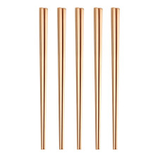 5 paires de baguettes carrées en acier inoxydable, outil-or rose