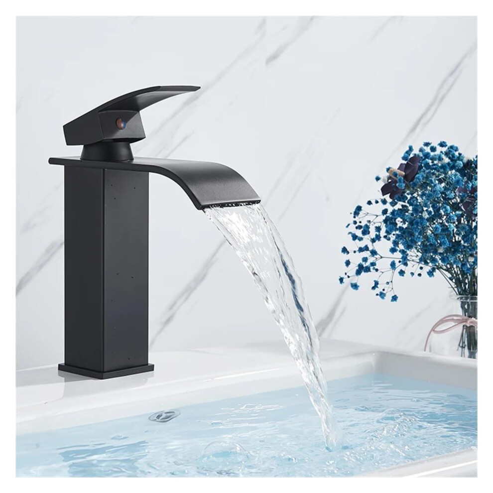 Washbasin Faucet For Bathroom, Waterfall, Sink, Warm And Cold Color, Brushed Nickel, Matte Black 9365049776271