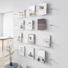 2 Tier Clear Wall Mounted Magazine Rack for Brochures, Vinyl Records, Newspapers, Ideal for Waiting Rooms, Offices, Home, 80x5x15cm