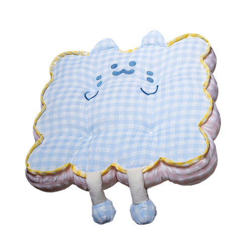 Cartoon Cats Ear Checkered Pattern Seat Pad Supportive-Blue