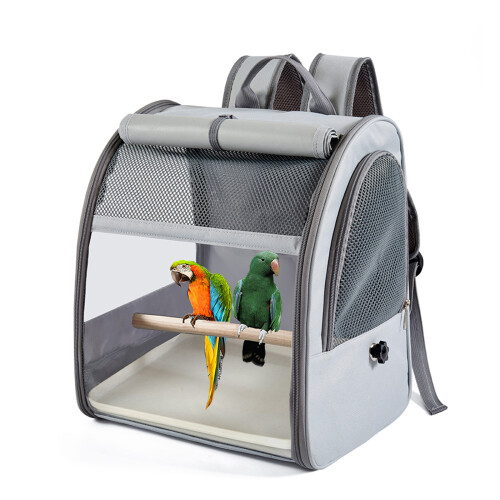 Breathable Parrots Travel Backpacks Cage Removable-600D gray