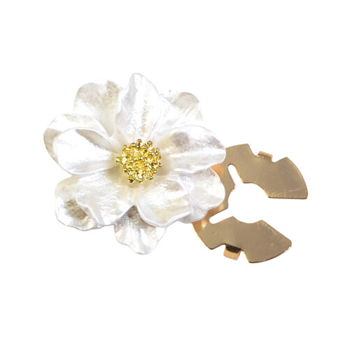 Pearlized Floral Cufflinks Clip Decorative Button Covers-White