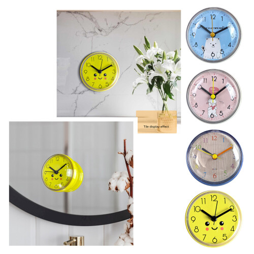 Bathroom Mini Round Clock With Secure Suction-little white bear 2
