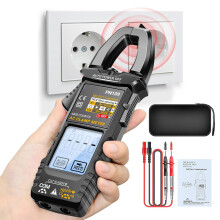 Digital Clamp Meter 4000 Count Automotive Battery Test, LCD Backlight, Safety Protection, Household Outlet Black