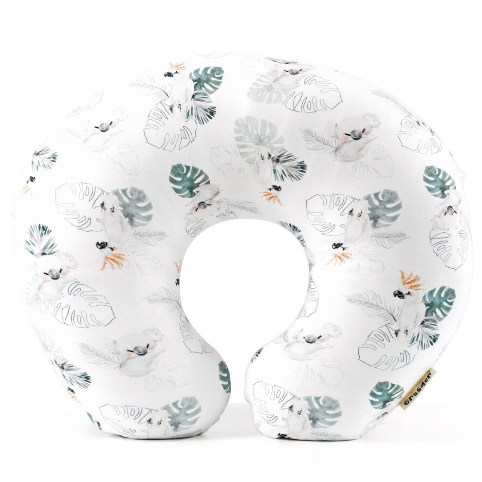 Soft Stretchy Minky Nursing Pillow Cover Breastfeeding Pillow Slipcover For Newborn Mint Watercolor Animals Green
