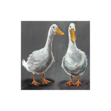 (40cm x 40cm, Grey/White) Louise Brown What's Up Duck Print