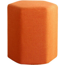 Hexagon Padded Seat Foot Stool Ottoman Orange 30x30x35cm (12x12x14in) Shoe Bench For Living Room, Bedroom, Hallway