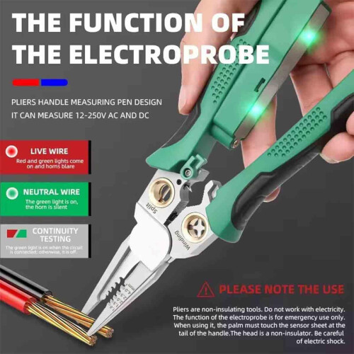 8in1 Wire Stripping Pliers, Multifunction Cable Cutters, Crimper, Voltage Tester (Grey) 1