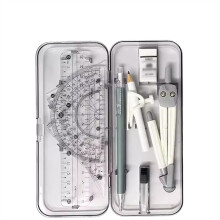 Maths Compass, Math Geometry Set, 9 Piece Student Supplies with Storage Box