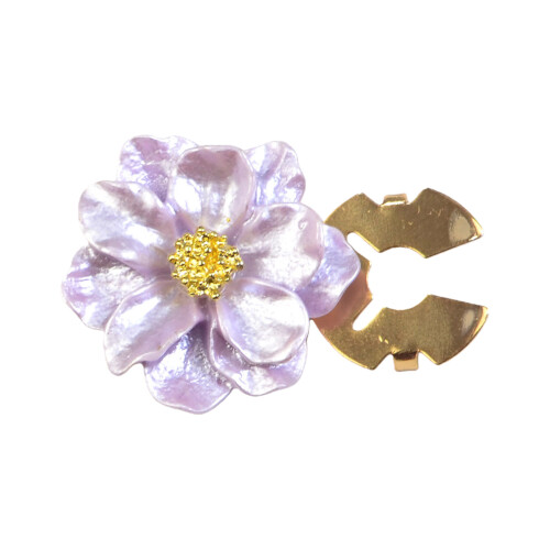 Pearlized Floral Cufflinks Clip Decorative- light purple1