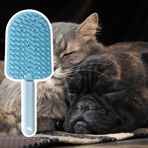 Katzenkamm  Cat comb, ergonomic grip, ice cream shape, blue 1