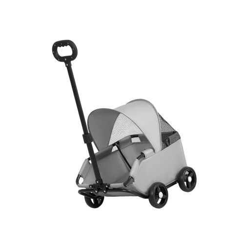 Ergonomic Pet Strollers For Small Pet Portable Foldable-Gray