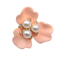 Pearls Embellished Cufflinks Clip Decorative Shirt Button- pink