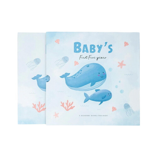 Baby's First Year Memory Book: Milestones Tracker, Handprints  Photos, Whale Theme Keepsake Journal