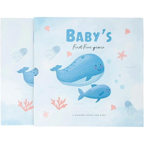 Baby's First Year Memory Book: Milestones Tracker, Handprints  Photos, Whale Theme Keepsake Journal 1