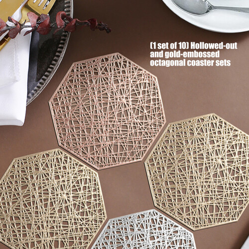 Modern Octagonal Cutout Coasters Set Spill Resistant-silver 2