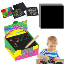 Rainbow Scratch – Rainbow Drawing Board, Portable Craft Kit  Multifunctional Black Scratch Paper (8.5 x 8.5 cm)