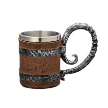 Retro Style Handcrafted Wood Grains Resin Beer Mugs With-Type D