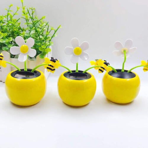 Interactive Visual Experience Solar Toy, Car Dashboard Decoration with Windowsill Decoration Functionality, Cute Swing Bee Design Solar Dancing 2