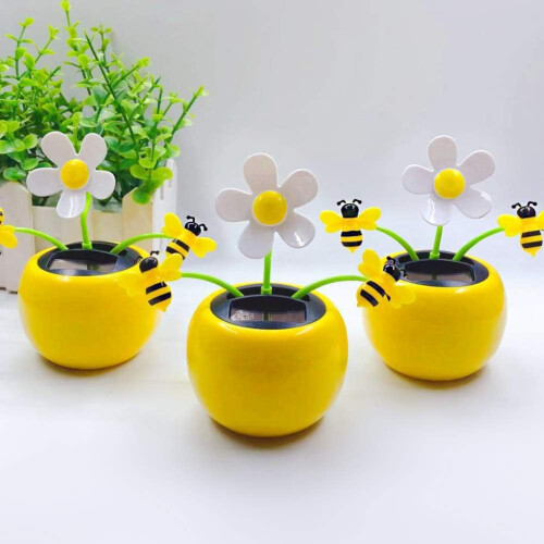 Interactive Visual Experience Solar Toy, Car Dashboard Decoration with Windowsill Decoration Functionality, Cute Swing Bee Design Solar Dancing 1