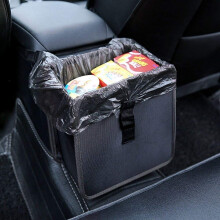Saco de lixo resistente para carro, lixeira suspensa com forro interno removível, fechamento ajustável com aba articulada, lixeira impermeável