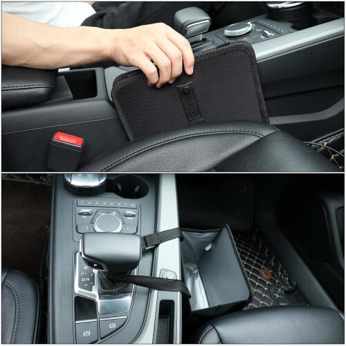 Car Trash Can, Large Capacity Leak-Proof Organizer, Waterproof Garbage Bin for Car Interiors, Multipurpose Bin with Foldable Design, Adjustable 2