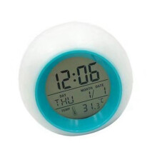 Plastic Round Alarm Clock Quiet Multicolor Mood Lighting-Blue