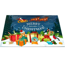 Decorative Rug for Living Room, Anti-Slip Bottom Merry Christmas Red Area Rugs with Heat Resistant Material for Kitchen Entrance, Microfiber Easy to S