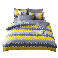 Trendy Designs Bedding Ensemble, Easy To Care Twin Size 1.2m Bed, Geometric Pattern Yellow Grey Reactive Printing and Dyeing, Soft Comfy, Multi Purpos